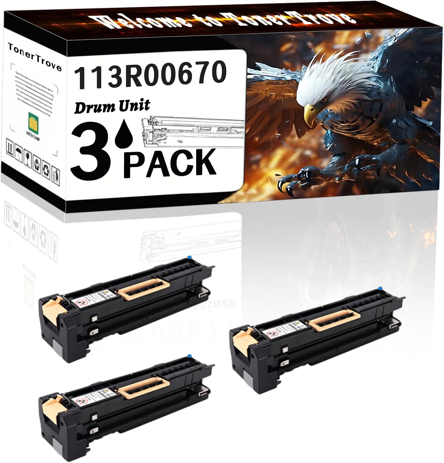 113R00670 Drum Unit Compatible for Xerox Phaser 5500 5500DN 5550 5550DN Printers, Office Printing is Easy Clear Smooth (3 Pack Black)