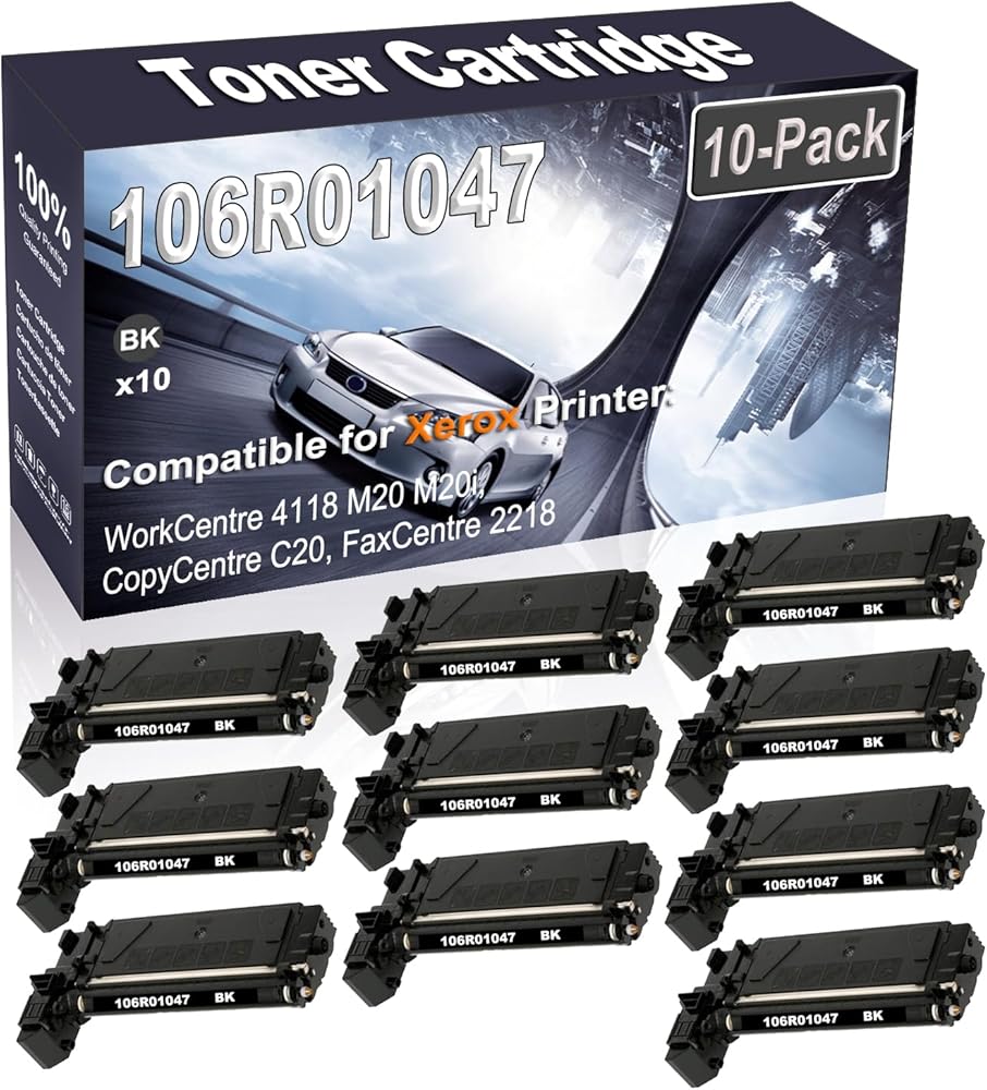 Kolasels 10-Pack (Black) Compatible WorkCentre 4118 M20 M20i CopyCentre C20 FaxCentre 2218 Laser Printer Cartridge (High Capacity) Replacement for 106R01047 Printer Cartridge