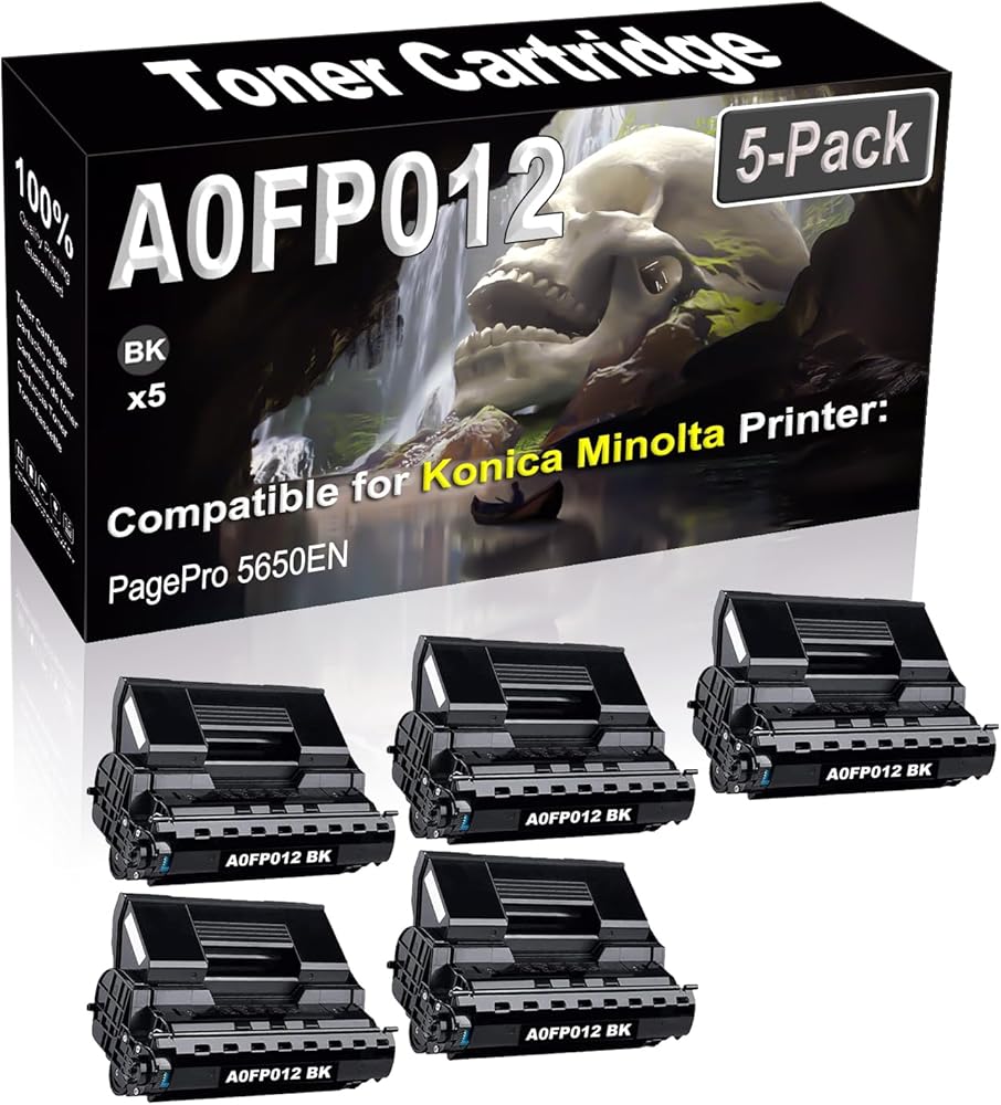 5-Pack (Black) Compatible High Yield A0FP012 Laser Printer Toner Cartridge use for Konica Minolta PagePro 5650EN Printer