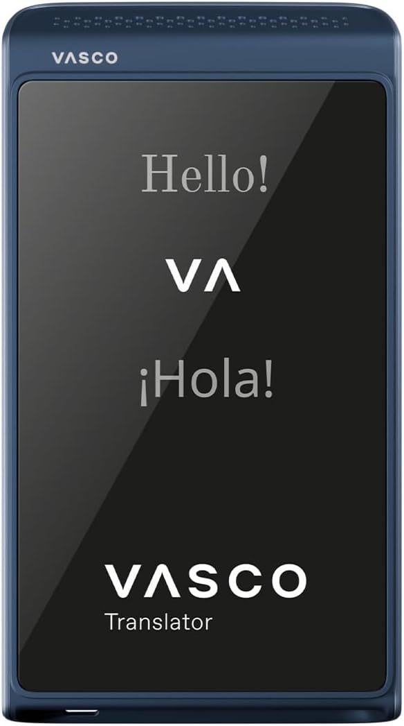 Vasco Translator Q1 | AI Voice Cloning Language Translator Device | 113 Languages | Free Lifetime Internet in Nearly 200 Countries | Slate Blue