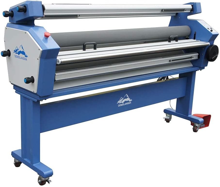 QOMOLANGMA 55in Full-Auto Wide Format Cold Laminator Heat Assisted Stand Laminating Machine With Trimmer, 3 Years Warranty