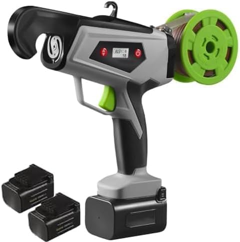 UILMLIO Electric Plant Tying Machine - Automatic Binding Tool with 2 Batteries, Quick 2 Seconds Binding for 25mm Diameter Climbing Plants, Grapes, Raspberries