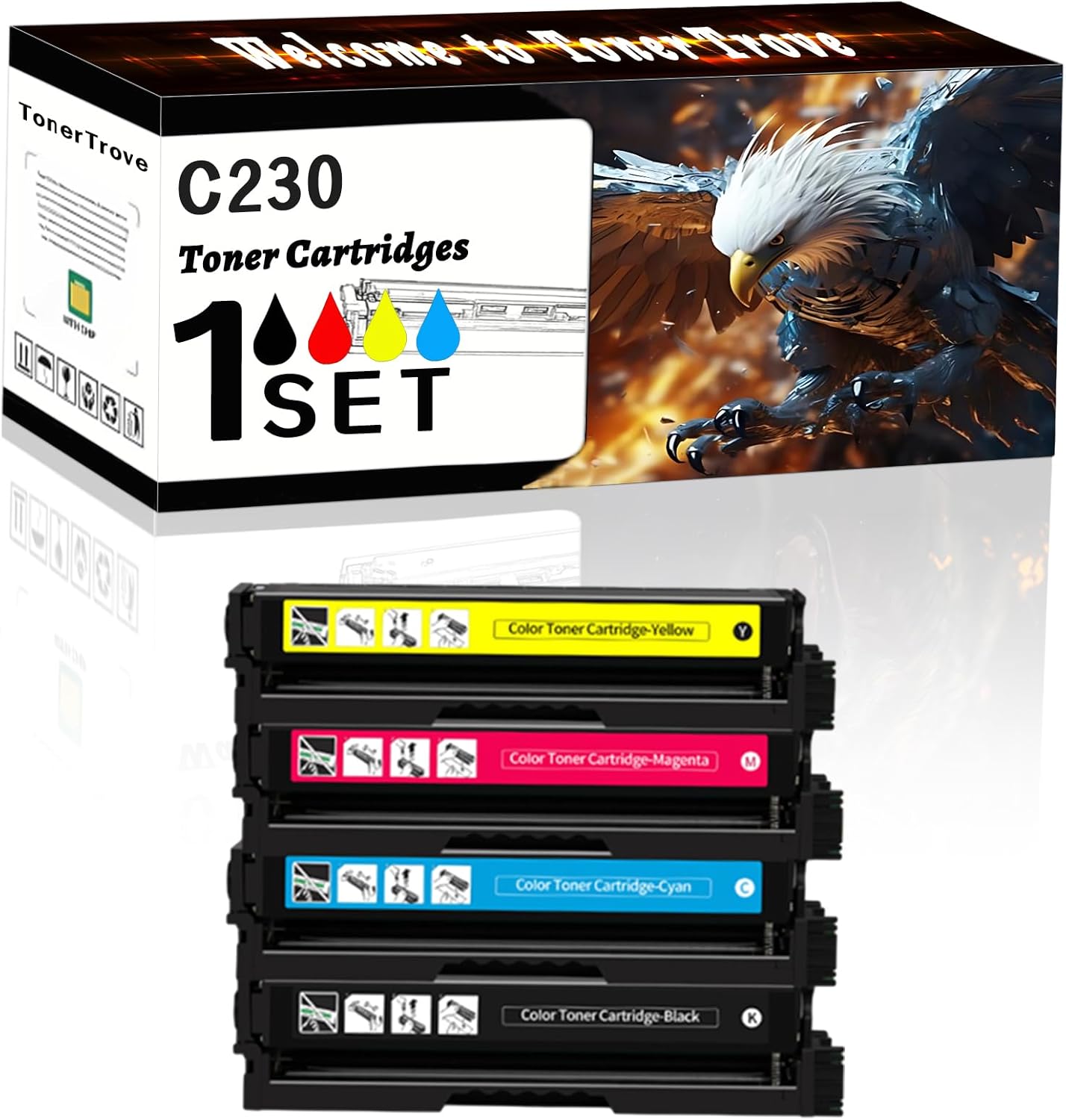 C230 Toner Cartridges Compatible for Xerox C235 Printer, Office Printing is Easy Clear Smooth (4-Pack BK/C/M/Y)