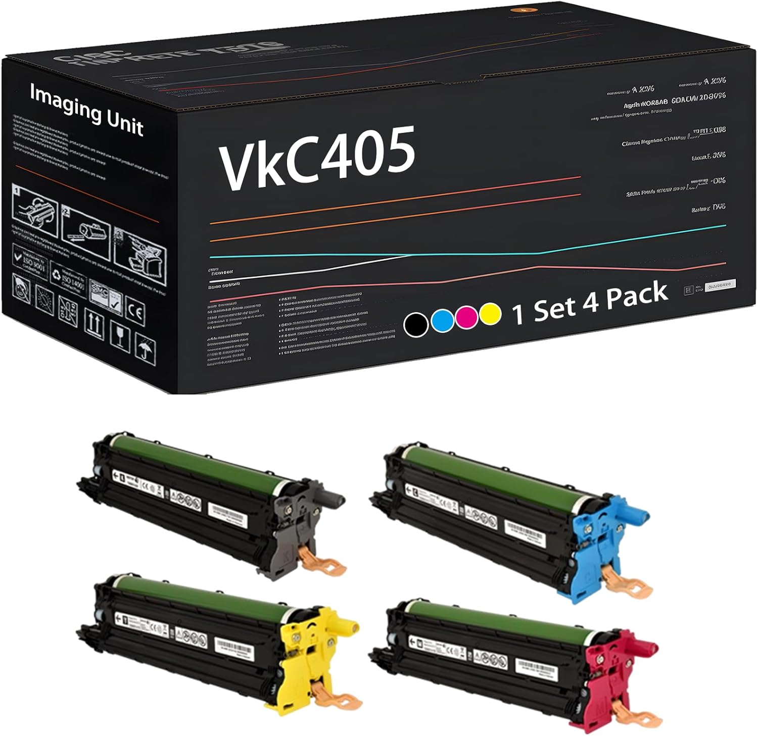 UVUMB Compatible with Xerox VkC405 Imaging Unit Work for Xerox WorkCentre 6605DN 6605N 6655 Printers, with Chip, High Yield 70000 Pages, High-Definition Printing (4-Pack BK/C/M/Y)
