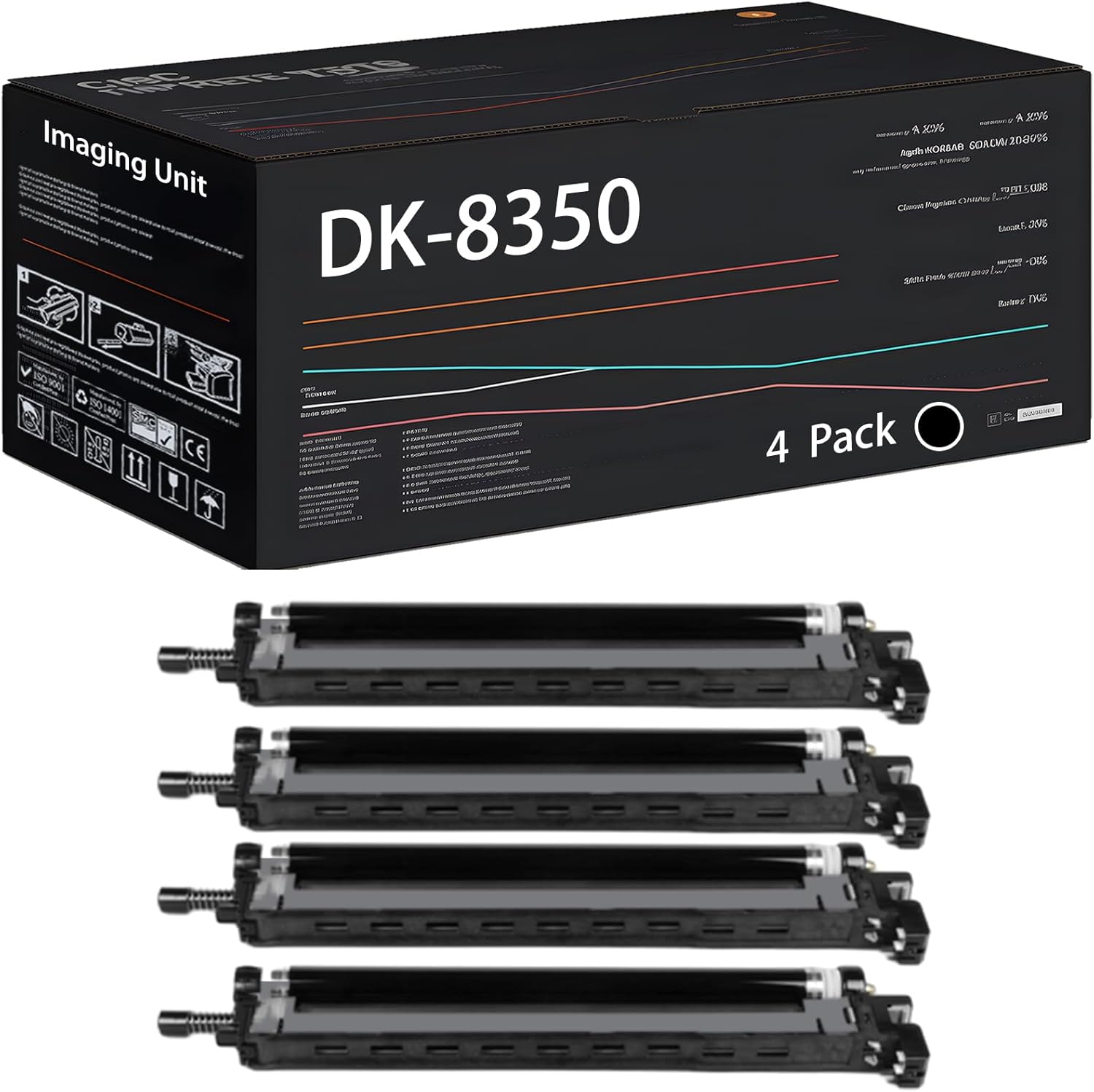 UVUMB Compatible with Kyocera DK-8350 Imaging Unit Work for Kyocera TASKalfa 2552ci 2553ci 3252ci 3253ci Printers, with Chip, High Yield 150000 Pages, High-Definition Printing (4 Pack Black)