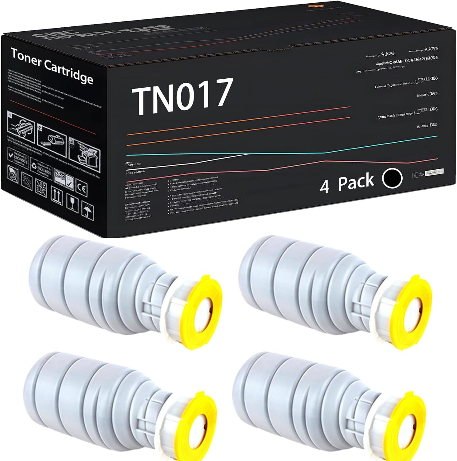 UVUMB Compatible with Konica Minolta TN017 Toner Cartridge Work for Konica Minolta AccurioPress 6120 Printers, with Chip, High Yield 150000 Pages, High-Definition Printing (4 Pack Black)