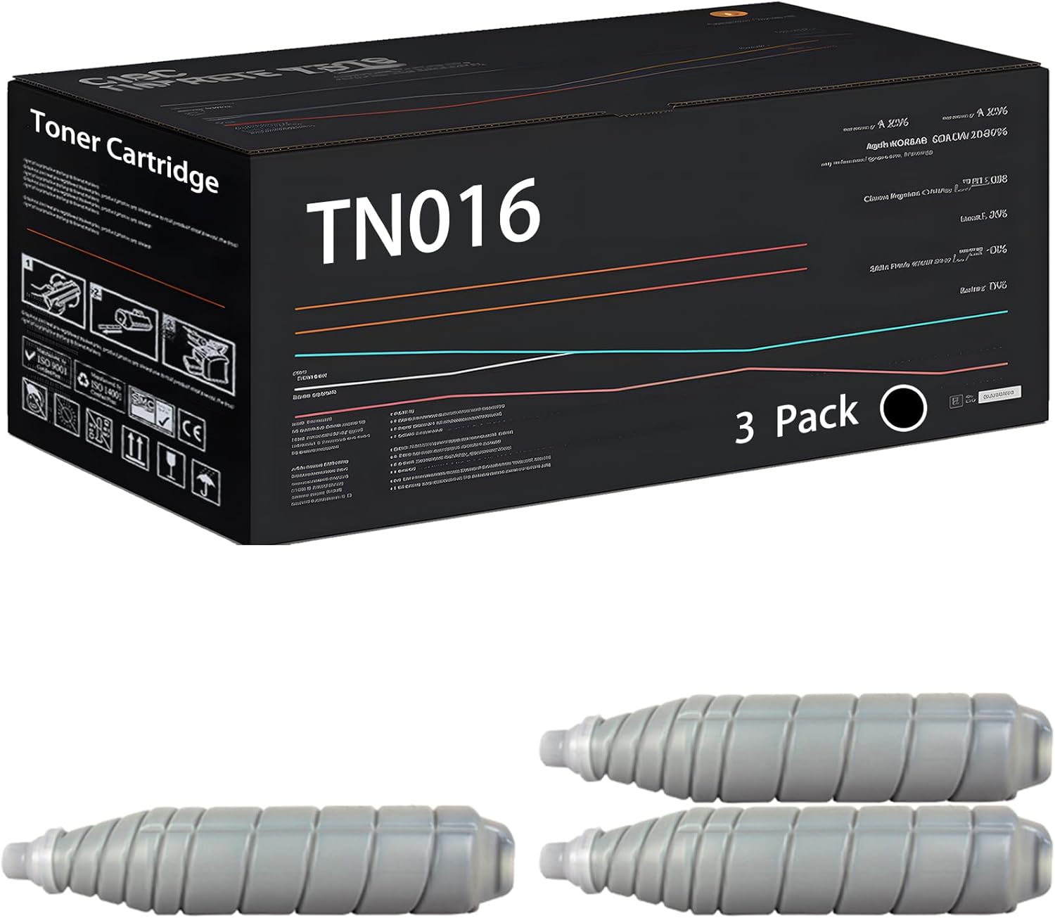 UVUMB Compatible with Konica Minolta TN016 Toner Cartridge Work for Konica Minolta bizhub Pro 1100 Printers, with Chip, High Yield 82000 Pages, High-Definition Printing (3 Pack Black)