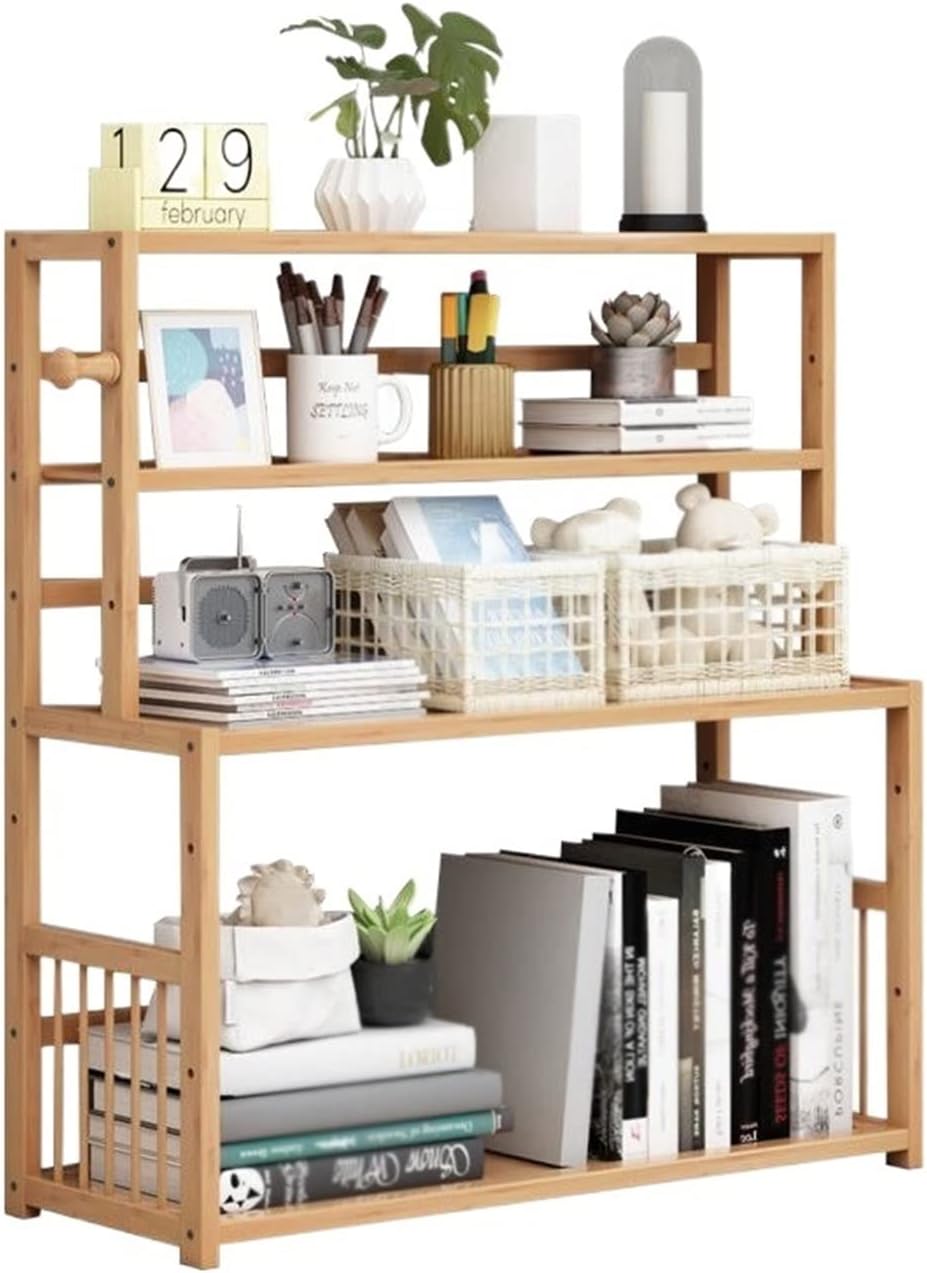 Bookcase shelf Simple Bookshelf Wooden Shelf Four-tier Children's Small Bookcase Desktop Storage, Living Room, Office, Bedroom Standing Book Shelves