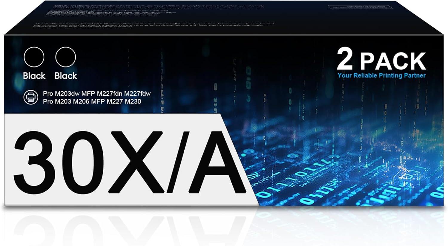 BERRYSKY 30X Black Toner Cartridge CF230X Toner Replacement for HP 30A CF230A 30X CF230X Pro MFP M227fdw M203dw M227fdn M203dn M227sdn M203d M227 M203 Series Printer (Black, 2-Pack)