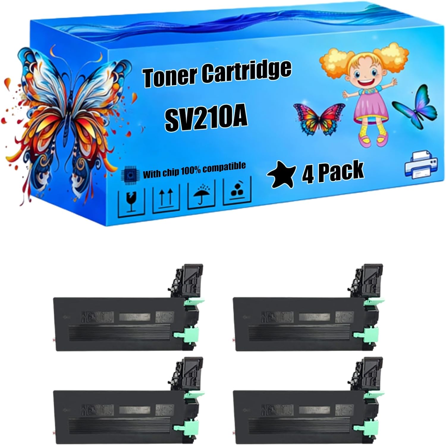 Compatible for Samsung SV210A Toner Cartridge Work for Samsung MultiXpress SCX-6545N MultiXpress SCX-6555N Printers, with Chip, High Yield 35000 Pages, High-Definition Printing (4 Pack Black)