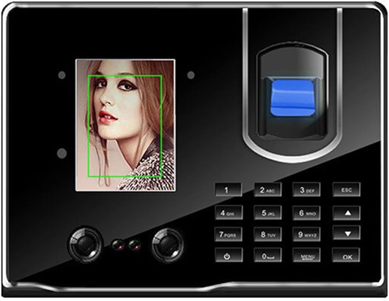 Time Clock Attendance System Fingerprint Time Attendance Facial Recognition Figerprint Reader Access Control for Office Company Office Electronics Products,Black-Spanish