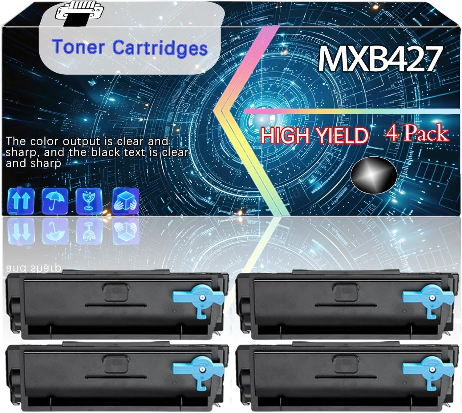 CEECN MXB427 Compatible for Sharp MX-B427PW MX-B427W Printers, Replacement Toner Cartridges High Yield Printer Accessories (4 Pack Black)