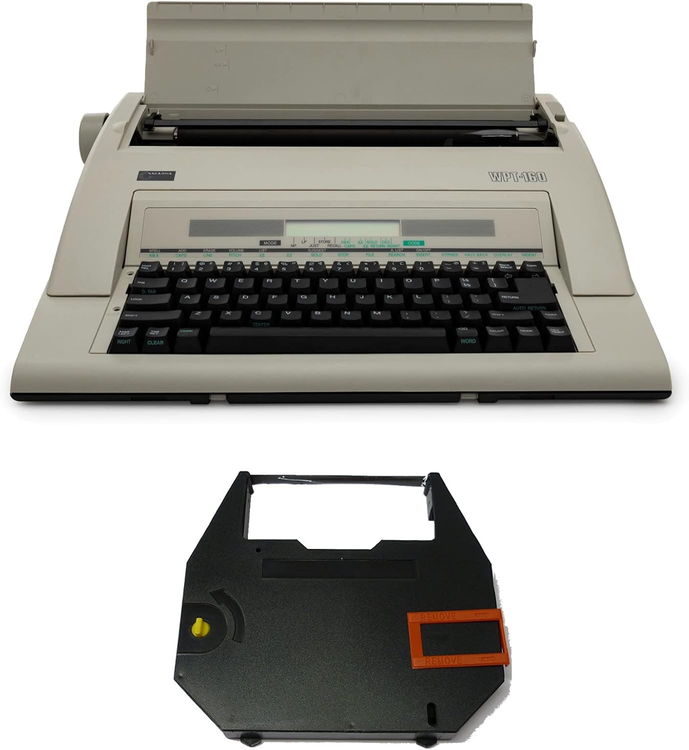 Nakajima WPT-160 Electronic Portable Typewriter with Correct Film Ribbon (Renewed)
