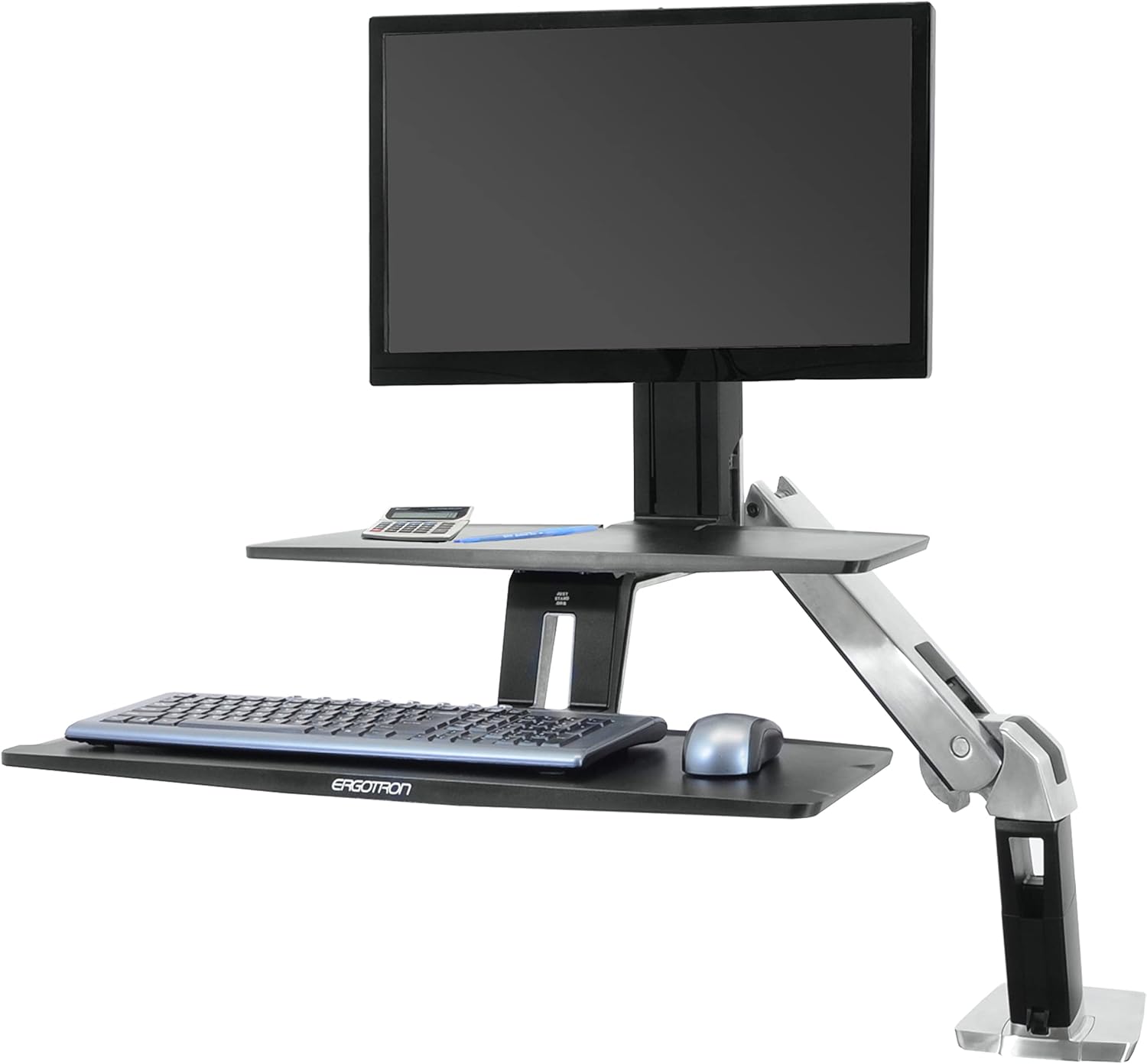 Ergotron – WorkFit-A HD Single Monitor Standing Desk Converter, Sit-Stand Workstation for Tabletops – 10 to 20 lbs, Suspended Keyboard Tray