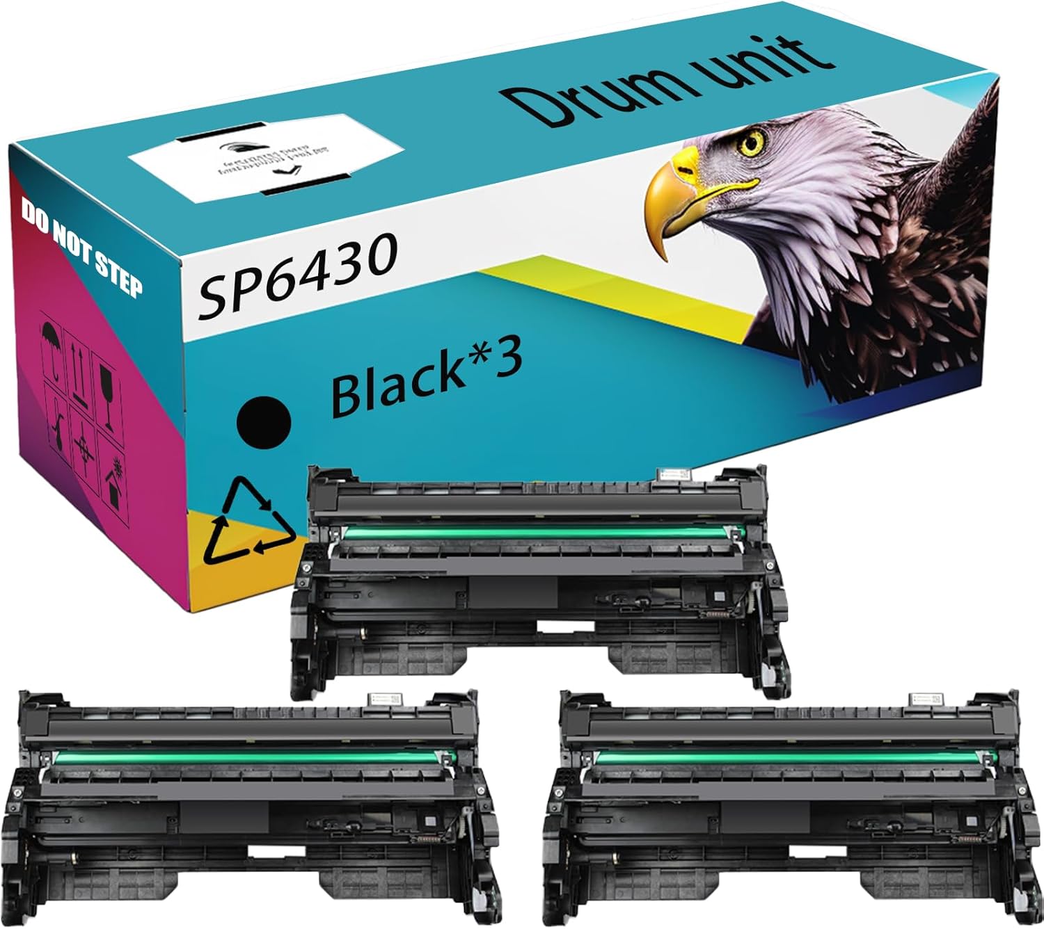 SP6430 Drum Unit Compatible for Ricoh SP 6440 6440M SP 6430 6430M 6420 6420M 6410 6450 Printer, High Yield 20000 Pages, Clear Printing (Black*3)