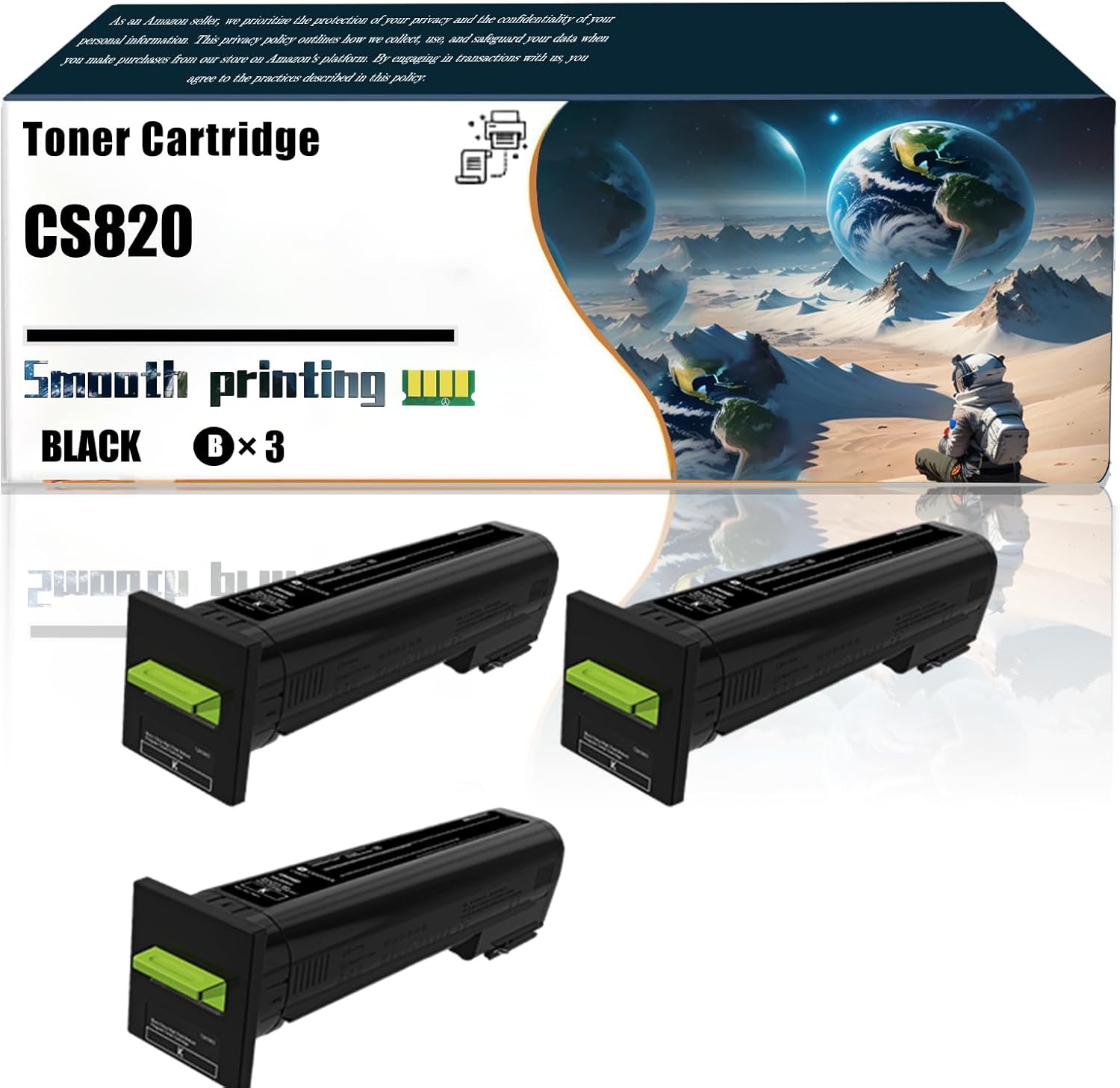 Replacement Parts Toner Cartridge CS820 Compatible with Lexmark CX825de CX825dte CX825dtfe CX860de CX860dte CX860dtfe Printers, Contains Chip and Clear Printing (3 Pack Black)