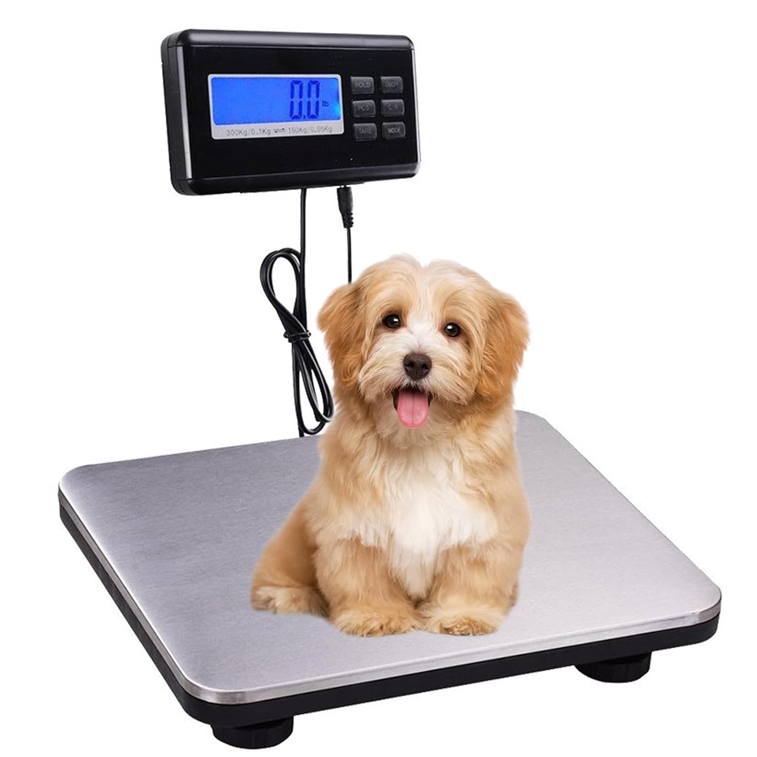 Digital Livestock Scale, 660Lbs Capacity Digital Stainless Steel Platform Postal Shipping Scale with Hold/Tare Function, High Accuracy Measurement, for Packages/Luggage/Post Office/Home