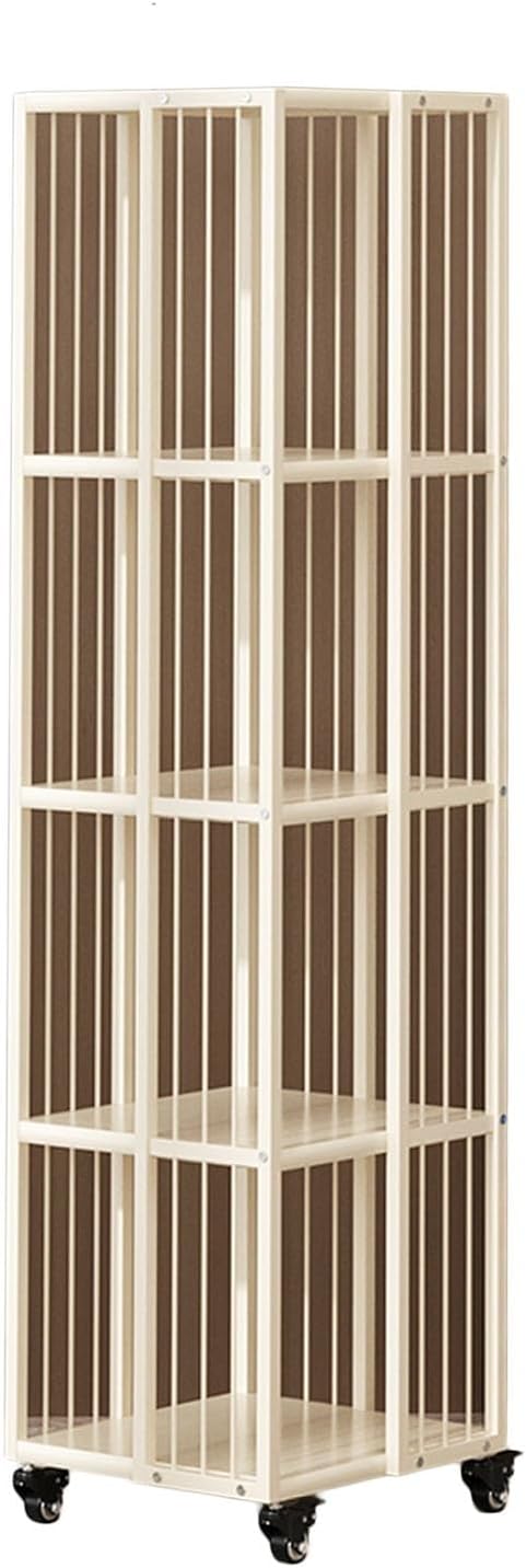 GaRcan 360° Rotating Storage 4-Tier Rotating Bookshelf,Display Rack Floor Standing Bookcase,Suitable for Home/Office CD Rack