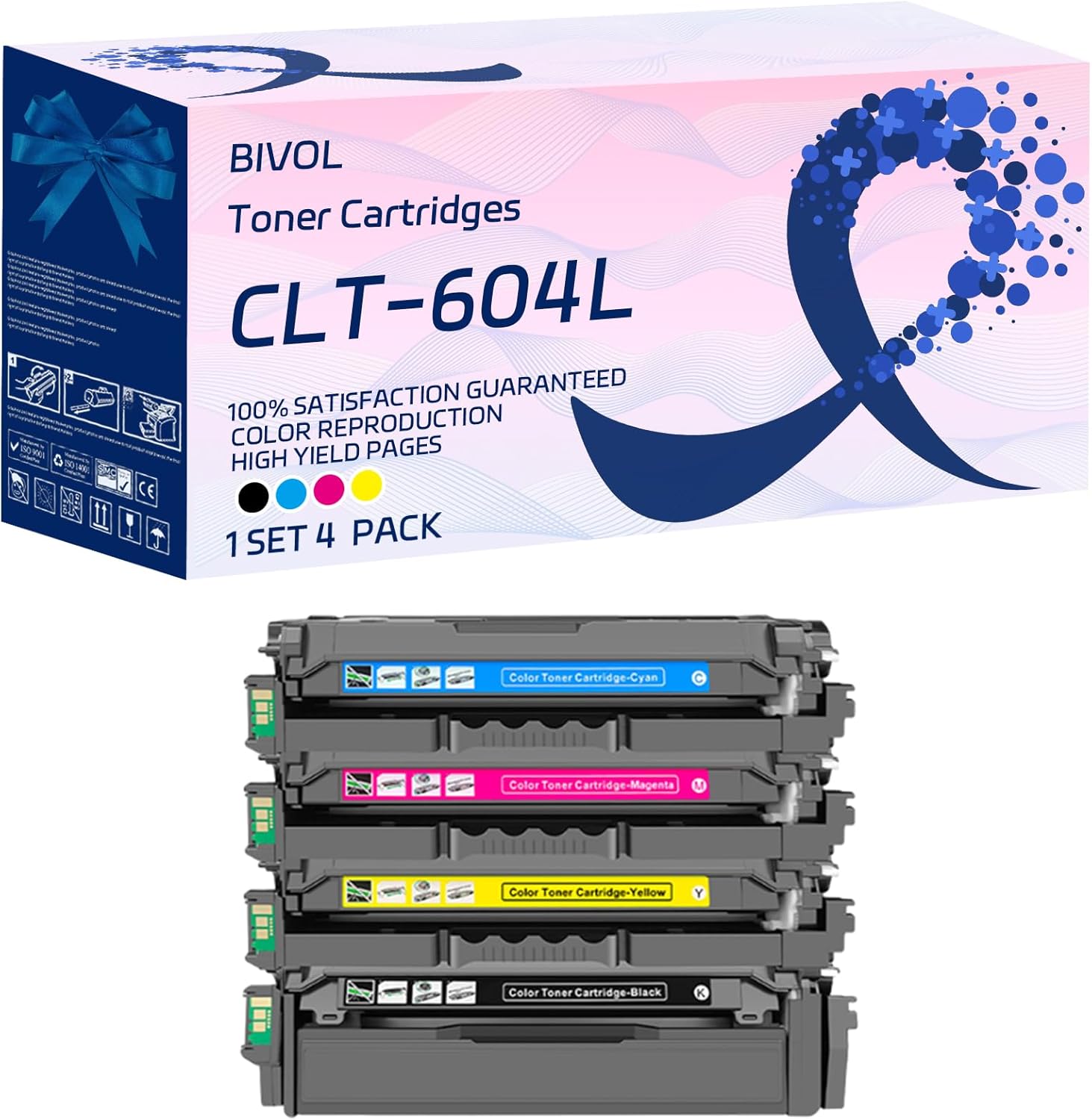 CLT-604L Toner Cartridges Compatible for Samsung ProXpress C4012ND C4062FX Printers, High Yield 16000 Pages (Multicolor)
