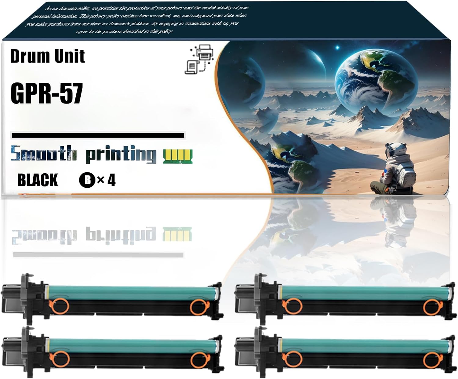 Replacement Parts Drum Unit GPR-57 Compatible with Canon imageRUNNER Advance DX 4725i DX 4735i DX 4745i DX 4751i Printers, Contains Chip and Clear Printing (4 Pack Black)