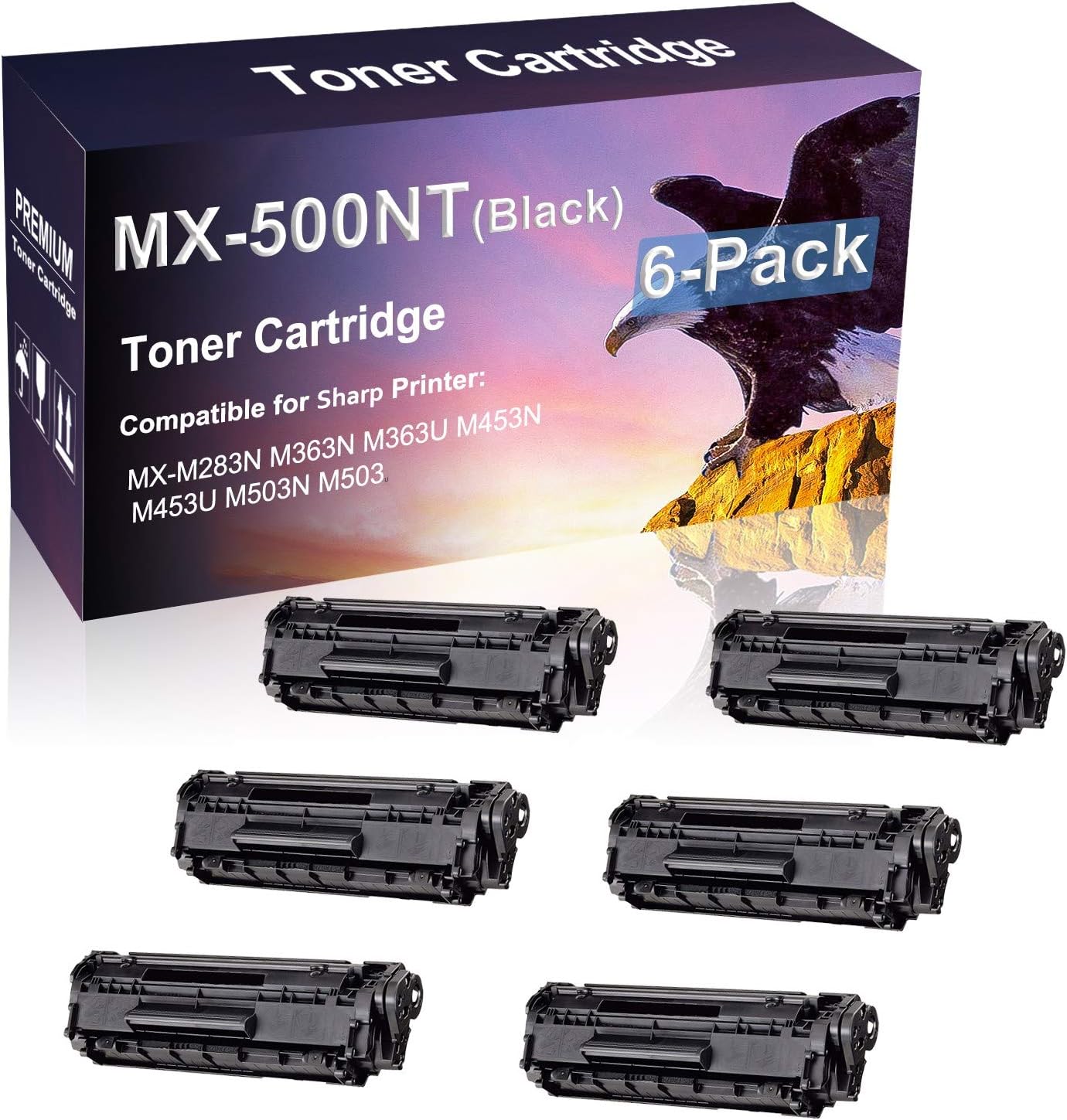 Credibility Store 6 Pack Compatible High Capacity MX-500NT Laser Printer Toner Cartridge use for Sharp M503N Printer (Black)
