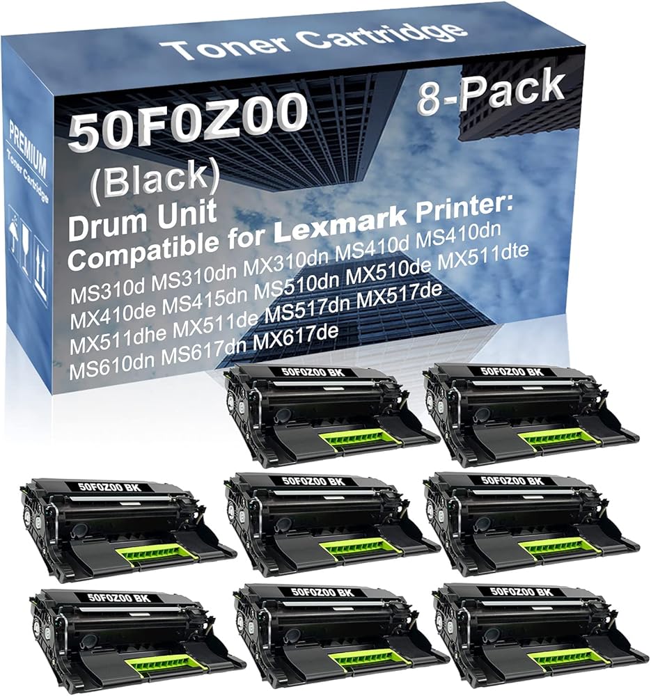 8-Pack Compatible Drum Unit (Black) Replacement for Lexmark 50F0Z00 Drum Kit use for Lexmark MS517dn MX517de MS610dn MS617dn MX617de Printer