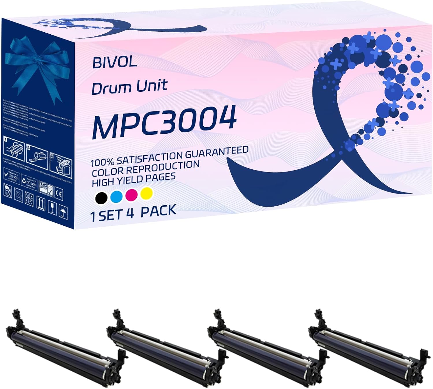 BIVOL Compatible for Ricoh MPC3004 Drum Unit Work for Ricoh MP C3004 C3004ex C3504 C3504ex C4504 C4504ex C501SP C6004 C6004ex Printers, with Chip, High Yield 410000 Pages, Vivid Colors (Multicolor)