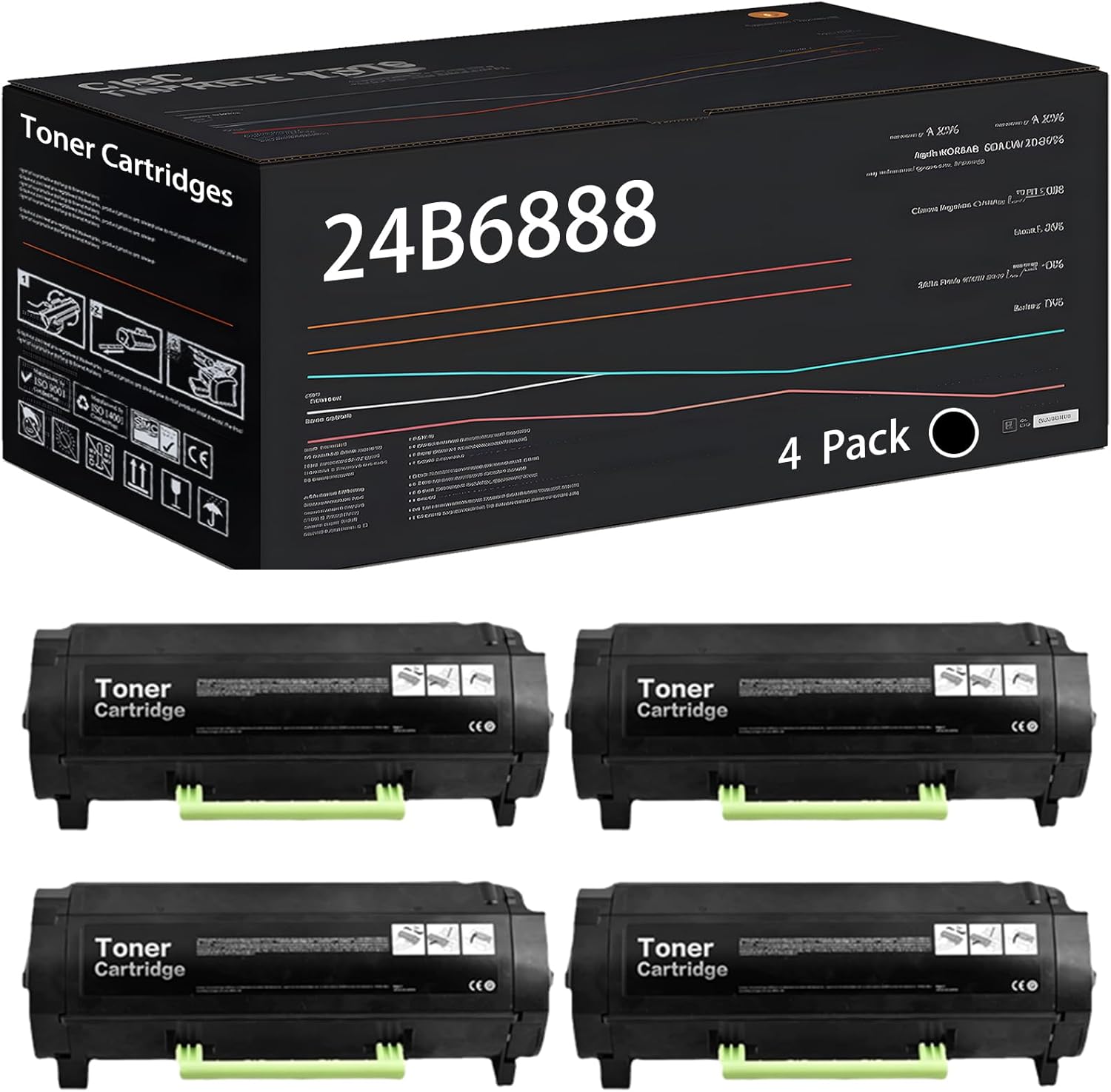 UVUMB 24B6888 Toner Cartridges Compatible for Lexmark M1242 Printers, with Chip, High Yield 31000 Pages, High-Definition Printing (4 Pack Black)