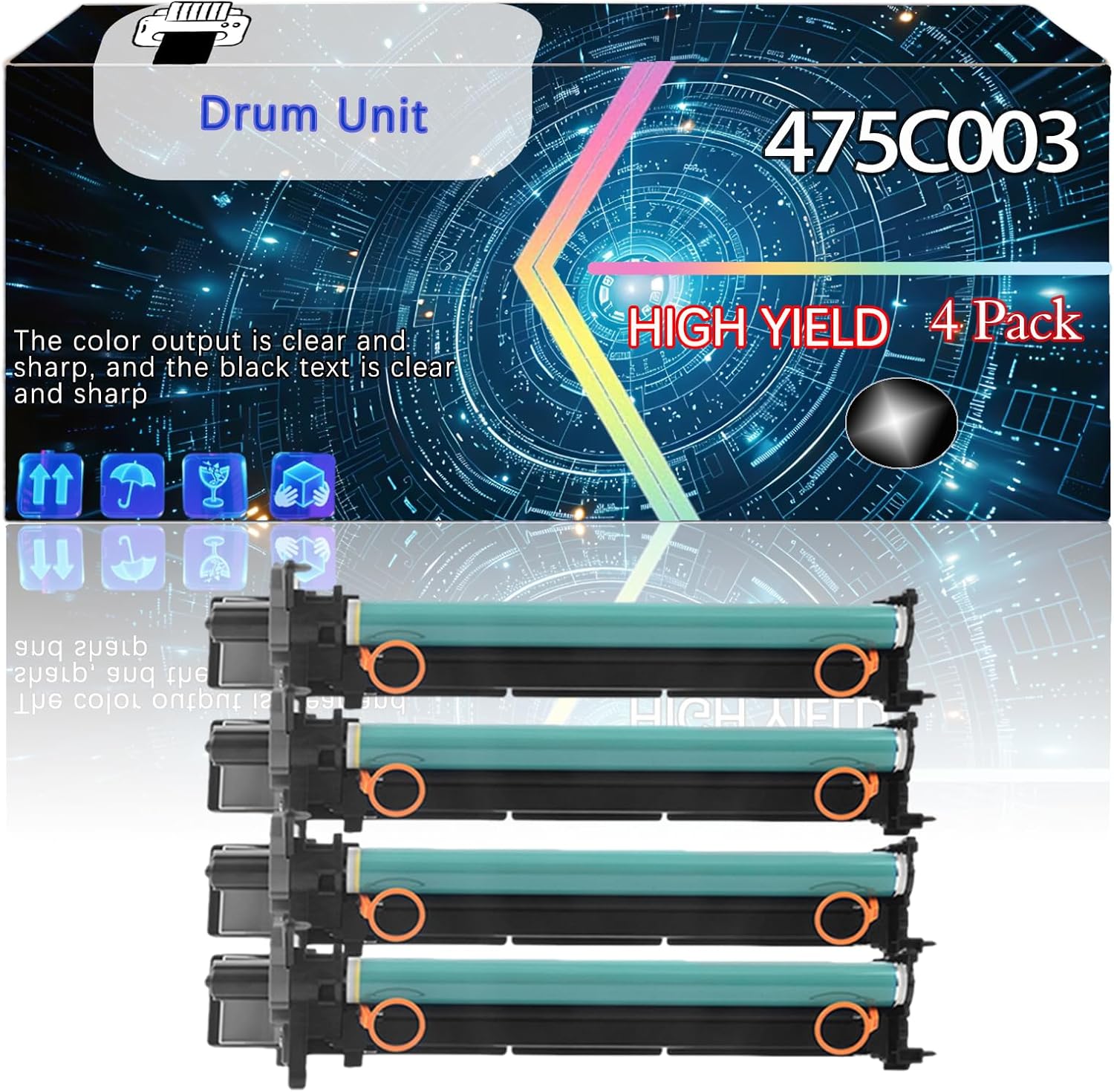 475C003 Compatible for Canon imageRUNNER Advance 4545i 4545i II 4545i III Printers, Replacement Drum Unit High Yield Printer Accessories (4 Pack Black)