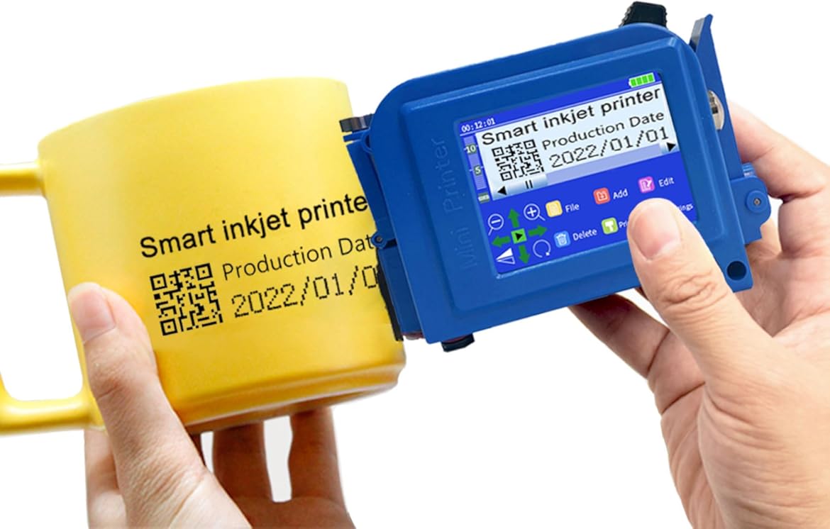 Phezer Upgraded Mini Inkjet Printer for Flat and Curved Surface PC11 Plus, 25 Languages & Quick-Drying Ink Cartridge, Portable Pocket Marking Device for Date Time Barcode Logo Qrcode Batch Number