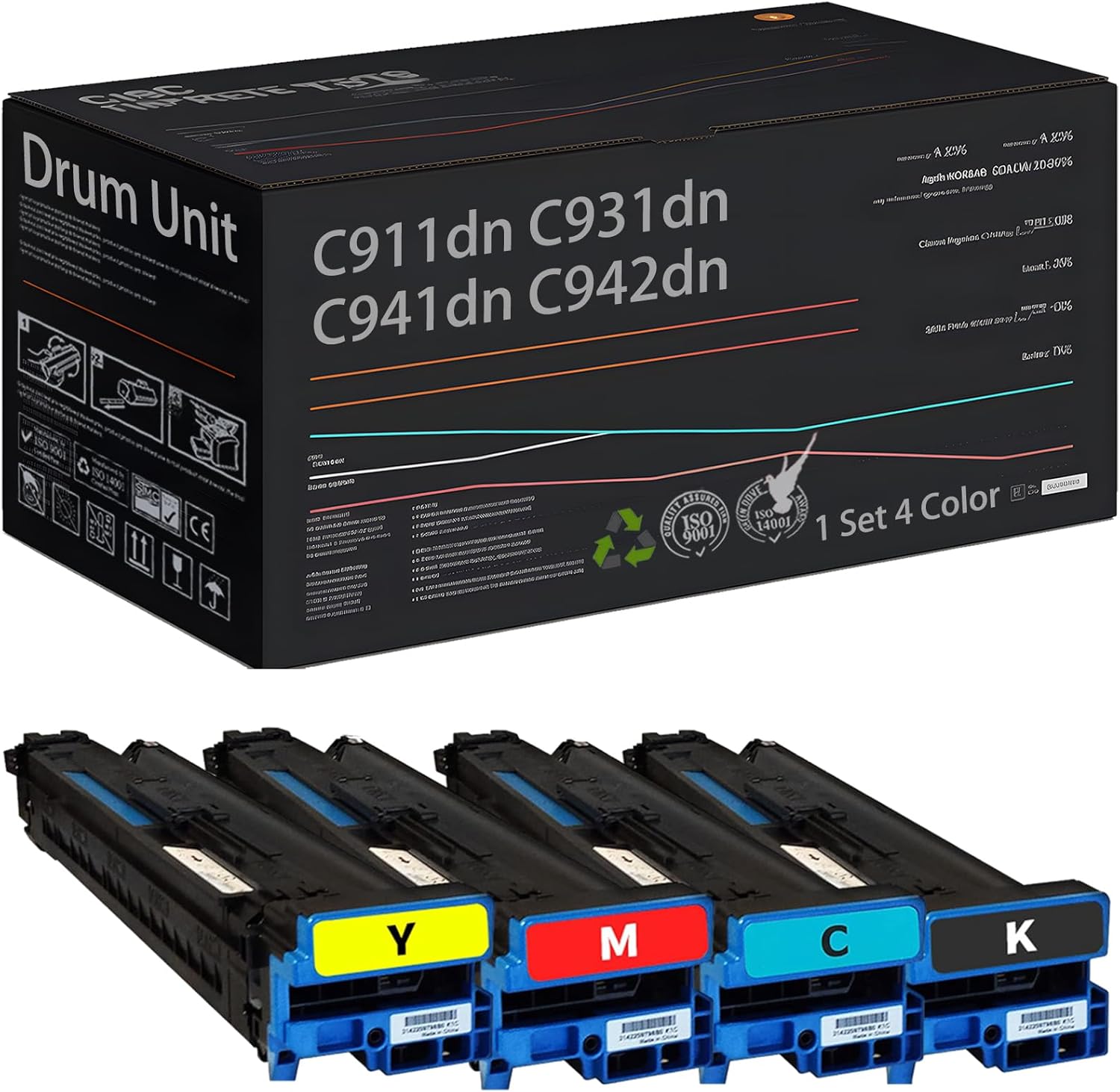 Wondrx Drum Unit Compatible with Okidata OKI C911dn C931dn C941dn C942dn Printer, 45103728 45103727 45103726 45103725 Drum Cartridges High Yield 41000 Pages (1 Set 4 Color)