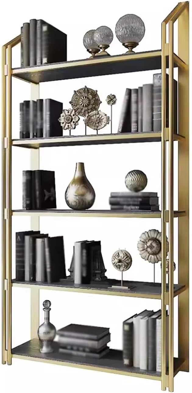 thalo Bookcases Modern Light Luxury Study Bookshelf Office Living Room Creative Stainless Steel Partition Display Rack Bookshelves Organizer (Size : M:100X30X200cm)