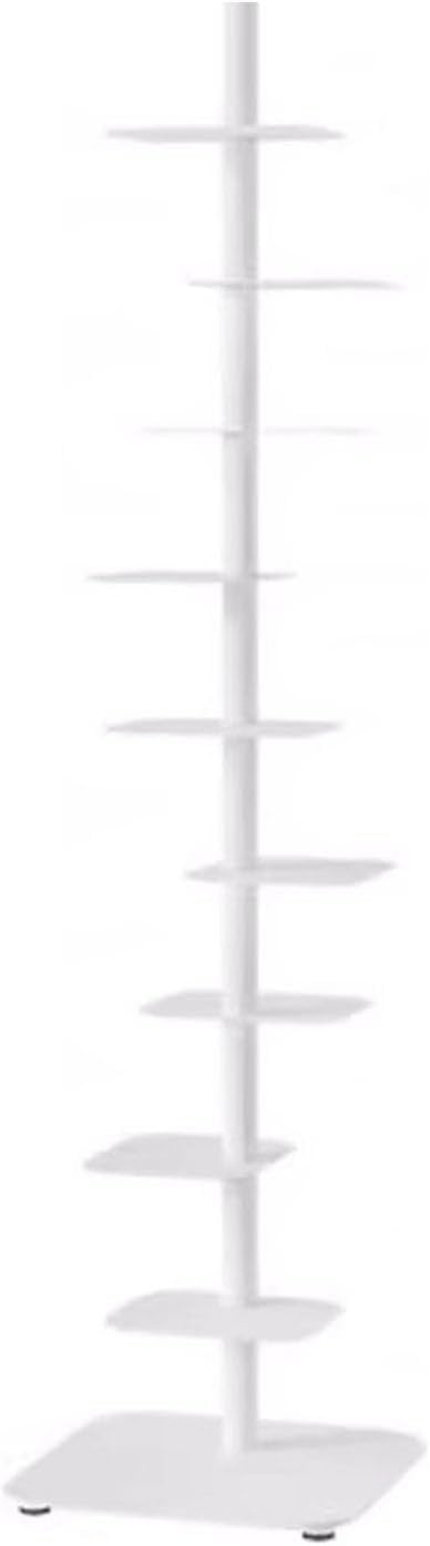 JCWGLY Bookcases Heavy Duty White Metal Bookshelf, Vertical Rotating Invisible Bookcase, Floor Standing Bookshelf Storage Rack for Living Room Bedroom and Office(9 Tier)