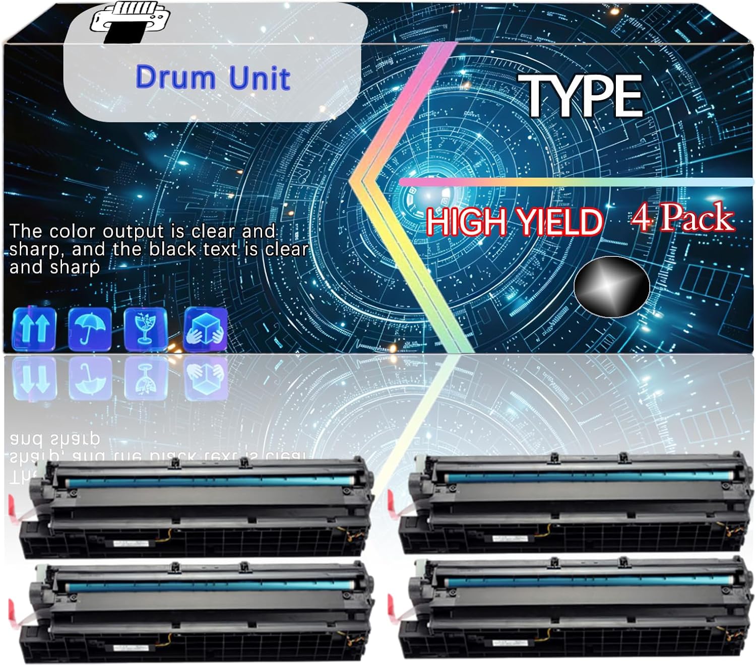 CEECN Type 1515 Compatible for Ricoh Aficio MP 161F 161SPF 171 171F 171SPF 201F 201SPF Printers, Replacement Drum Unit High Yield Printer Accessories (4 Pack Black)