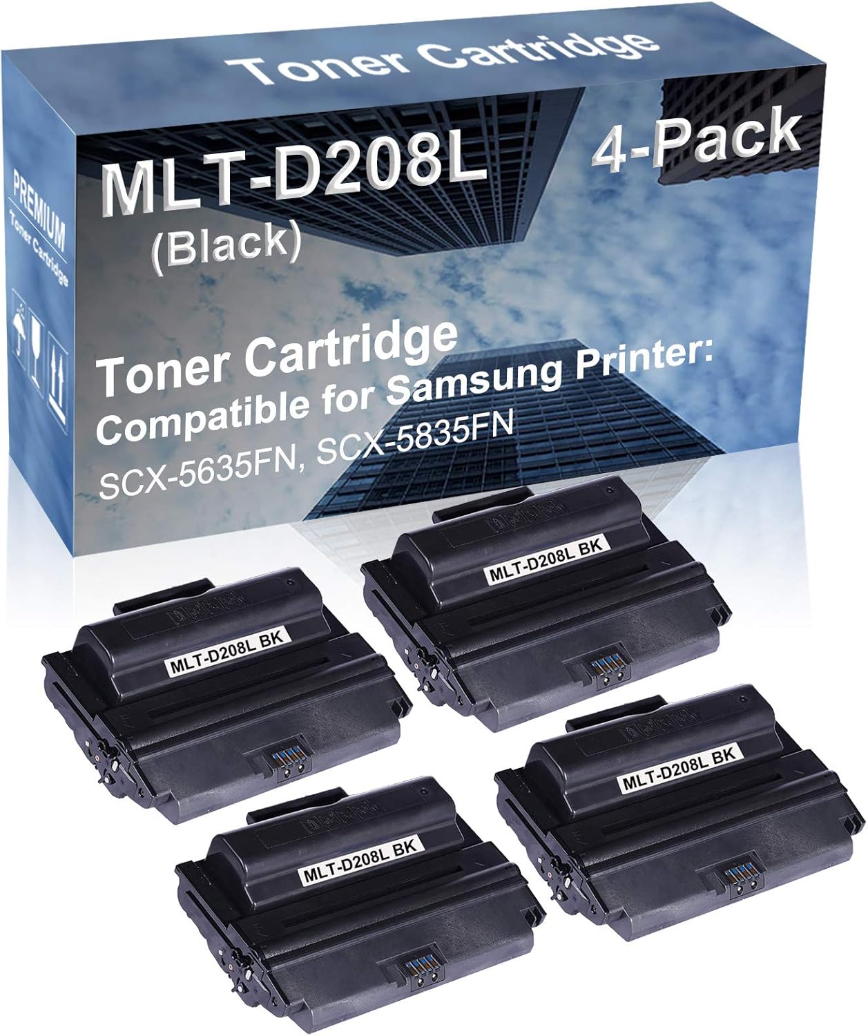 4-Pack Compatible High Yield SCX-5635FN, SCX-5835FN Laser Printer Toner Cartridge Replacement for MLT-D208L Printer Cartridge (Black)