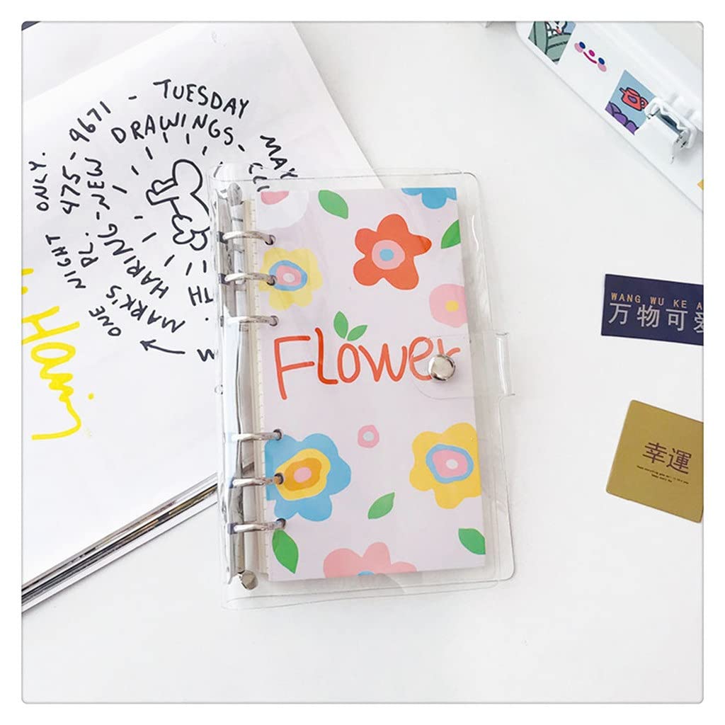 MVNOIRE Creative Cute Transparent Mini Loose Leaf Hand Ledger Student Portable Notebook Binder School Supplies