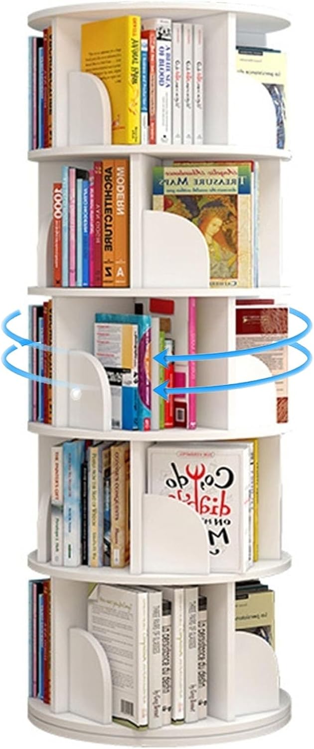 4/5/6 Tier Rotating Bookshelf Multi-Layer Home Bookshelf for Kids Adults Bookcase Floor Standing Bookshelf Storage Rack(Size:40 * 159cm)