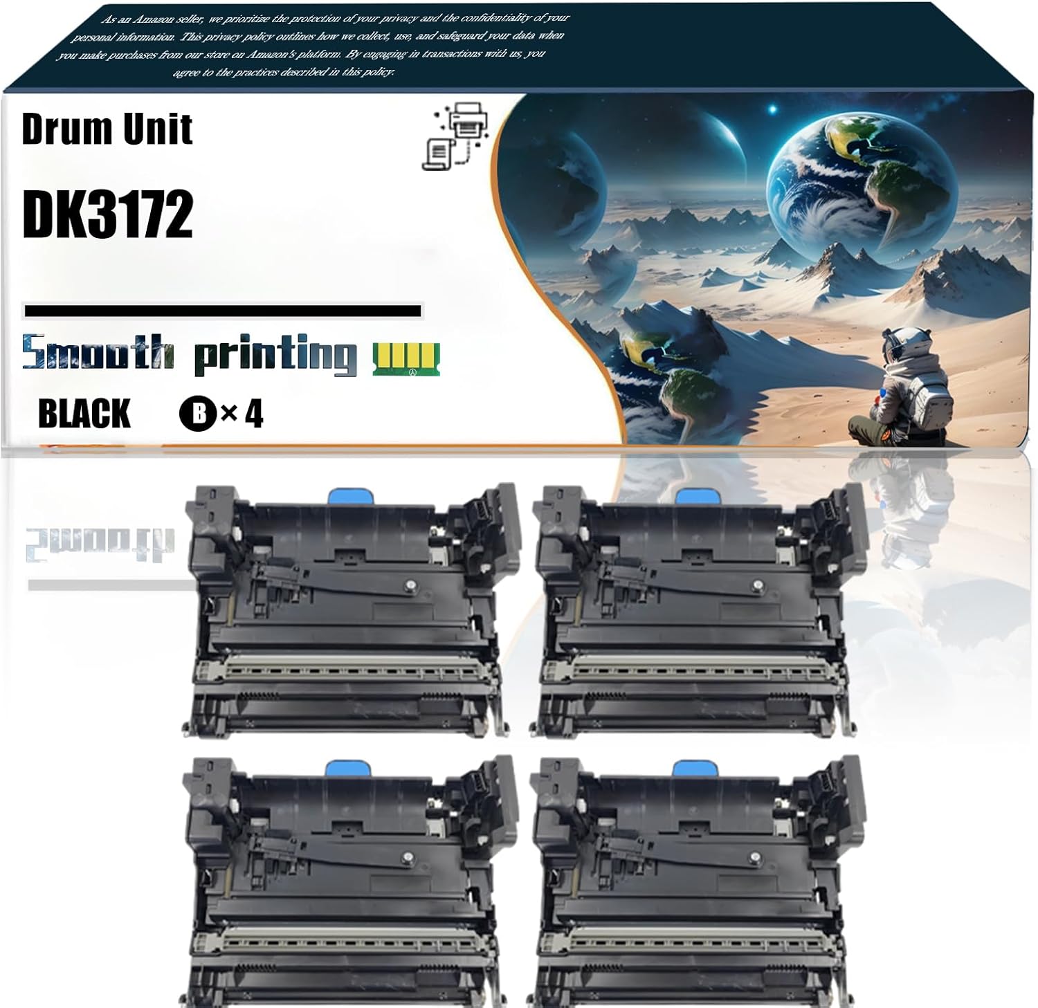 LSSF Replacement Parts Drum Unit DK3172 302T993071 DK-3172 302T993070 Compatible with Kyocera ECOSYS M3145idn M3645idn P3045dn P3145dn Printers, Contains Chip and Clear Printing (4 Pack Black)