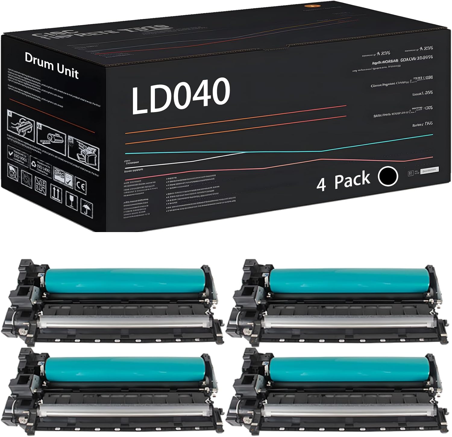 UVUMB Compatible with Lanier LD040 Drum Unit Work for Lanier LD040B LD040SP LD040SPF LD050B LD050SP LD050SPF Printers, with Chip, High Yield 160000 Pages, High-Definition Printing (4 Pack Black)