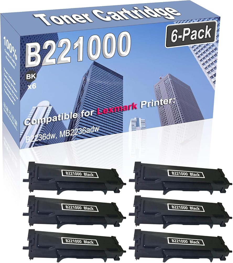 Credibility Store 6-Pack (Black) Compatible High Capacity B221000 Toner Cartridge Used for B2236dw MB2236adw Printer