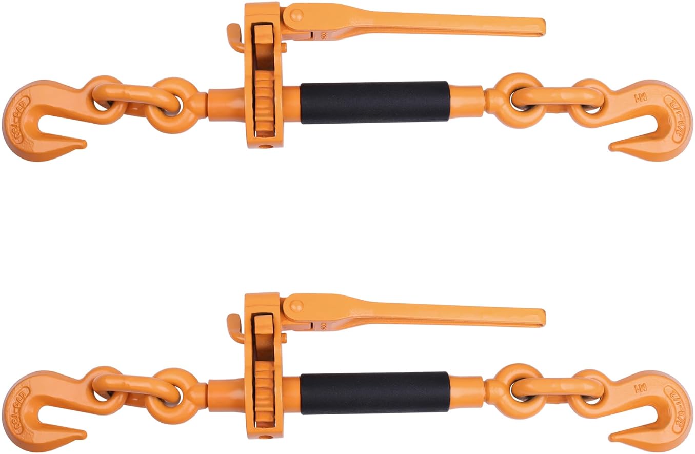 Ratchet Binder Plus Ratchet Chain Binder - 2 Pack Load Binder, 3/8