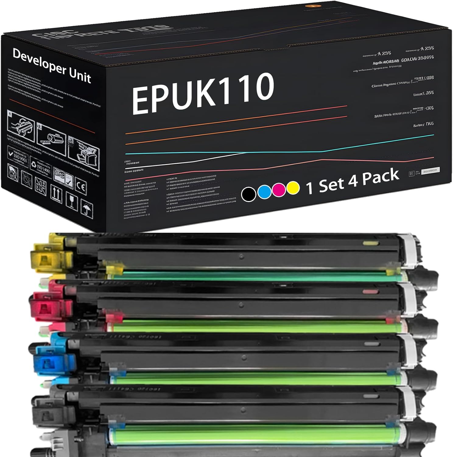 UVUMB Compatible with Toshiba EPUK110 EPU-K110C EPU-K110K EPU-K110M EPU-K110Y Developer Unit Work for Toshiba E Studio 4515AC Printers (4-Pack BK/C/M/Y)
