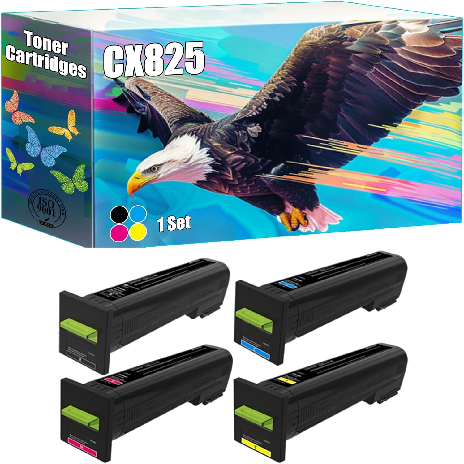 ODRNG Compatible with Lexmark CX825 Toner Cartridges Work for Lexmark CX825de CX825dte CX825dtfe CX860de CX860dte Printers (4-Pack BK/C/M/Y)