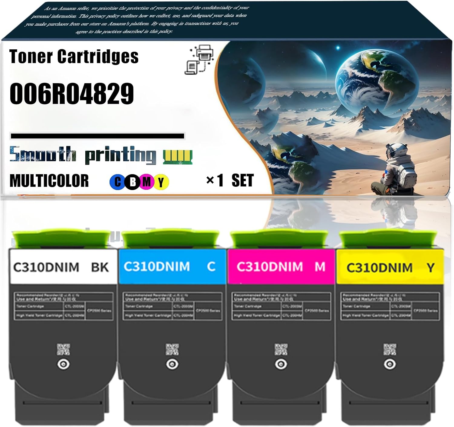 Replacement Parts Toner Cartridges 006R04829 006R04831 006R04828 006R04830 Compatible with Xerox C320 C325 Printers, Contains Chip and Clear Printing (4-Pack BK/C/M/Y)