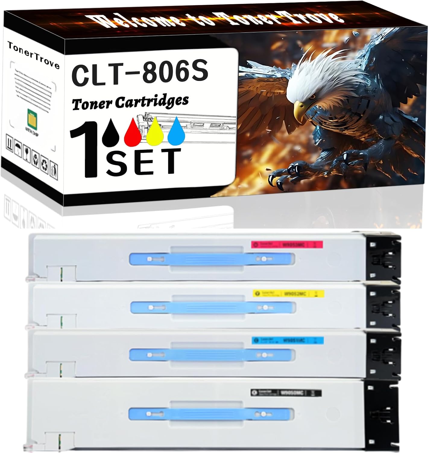 CLT-806S Toner Cartridges Compatible for Samsung MultiXpress X7400GX X7400LX X7500GX X7500LX X7600GX X7600LX Printers, Office Printing is Easy Clear Smooth (4-Pack BK/C/M/Y)