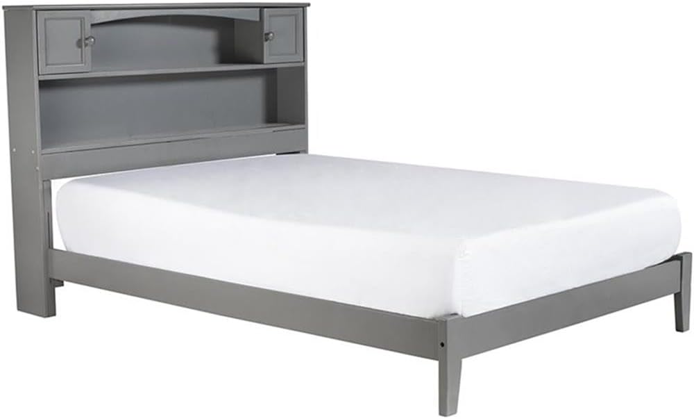 Pemberly Row Traditional Styled Wooden Full Bookcase Bed in Gray