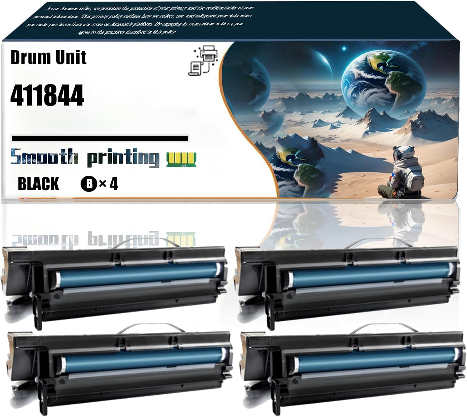 LSSF Replacement Parts Drum Unit 411844 Compatible with Gestetner DSM415 DSM415F DSM415PF DSM416 DSM416F DSM416PF Printers, Contains Chip and Clear Printing (4 Pack Black)
