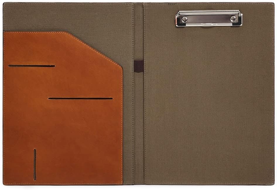 EWUROI Leather Business Portfolio Folder Personal Organizer with A4 Size Clipboard Office Work