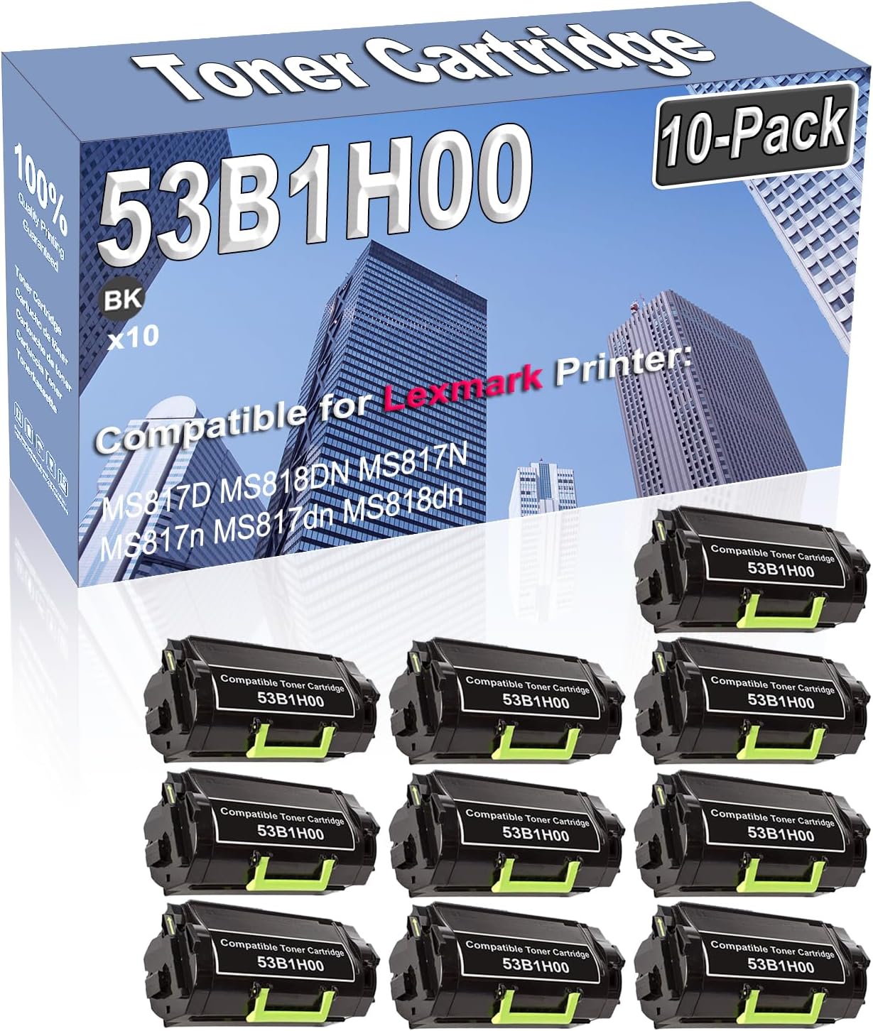 Credibility Store 10-Pack (Black) Compatible High Capacity 53B1H00 Toner Cartridge Used for MS817D MS818DN MS817N MS817n MS817dn MS818dn Printer