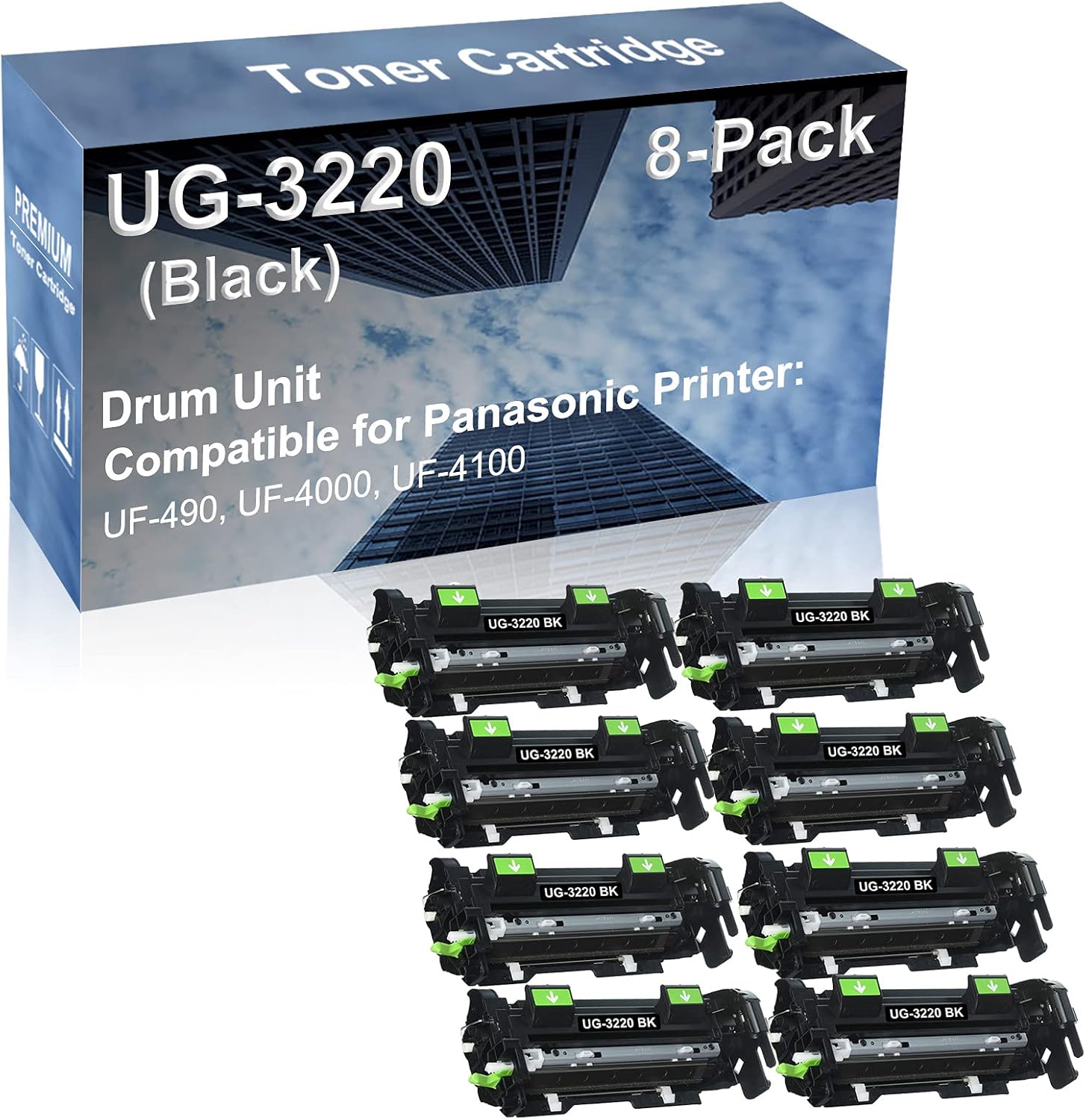 8-Pack Compatible UG-3220 UG-3221 Drum Kit use for Panasonic UF-490, UF-4000, UF-4100 Printer (Black)